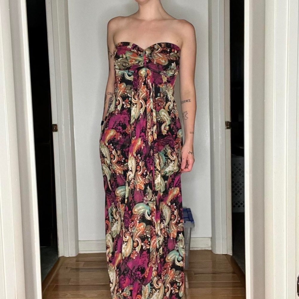 Y2k floral maxi dress, formal dress, summer maxi dress , strapless dress ,